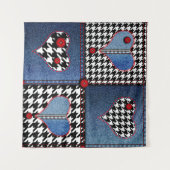 Denim Patchwork: Nahtloses Stoffmuster Wandteppich (Vorderseite (Horizontal))