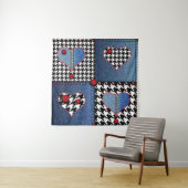 Denim Patchwork: Nahtloses Stoffmuster Wandteppich (Beispiel)