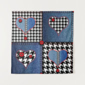 Denim Patchwork: Nahtloses Stoffmuster Wandteppich (Vorderseite)