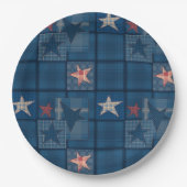 Denim Patchwork Pappteller (Vorderseite)