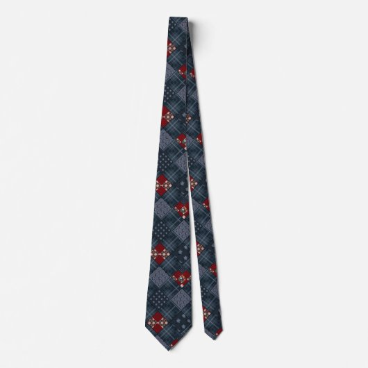 Denim-Patchwork, Patchwork, Textil, blaues Muster Krawatte (Vorderseite)