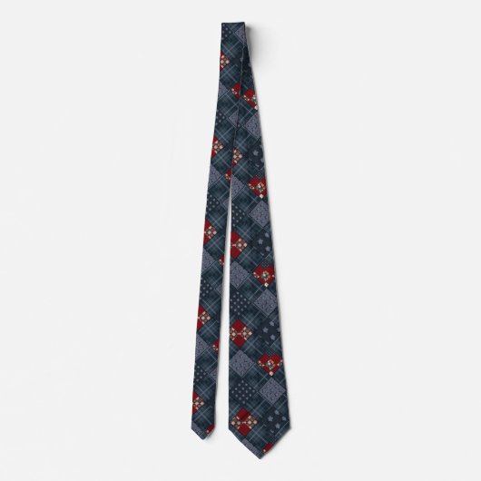Denim-Patchwork, Patchwork, Textil, blaues Muster Krawatte (Rückseite)