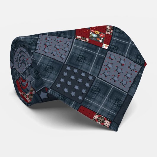 Denim Patchwork, Patchwork, Textilien, blaues Must Krawatte (Gerollt)