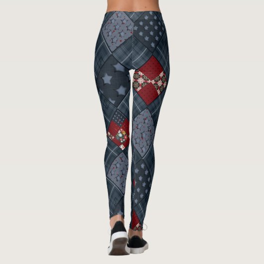 Denim Patchwork, Patchwork, Textilien, blaues Must Leggings (Rückseite)