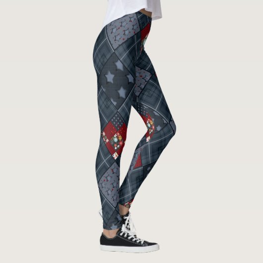 Denim Patchwork, Patchwork, Textilien, blaues Must Leggings (Rechts)
