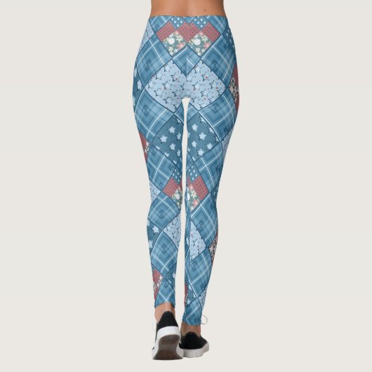 Denim Patchwork, Patchwork, Textilien, blaues Must Leggings (Rückseite)