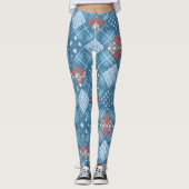 Denim Patchwork, Patchwork, Textilien, blaues Must Leggings (Vorderseite)