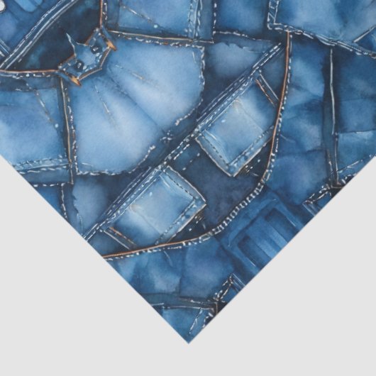 Denim Patchwork Pattern - Olivia Seidenpapier (Detail)