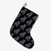 Denim-Patchwork-Pitbull-Hund edler Rocker Gothic Kleiner Weihnachtsstrumpf (Vorderansicht (hängend))