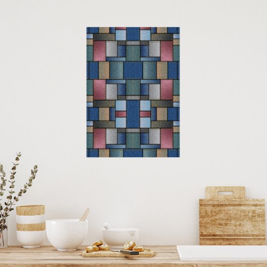 Denim Patchwork Poster (Küche)