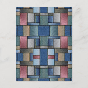 Denim Patchwork Postkarte