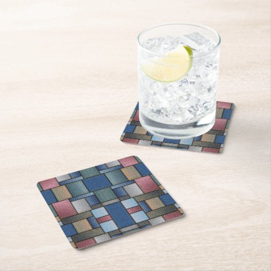 Denim Patchwork Rechteckiger Pappuntersetzer (Vor Ort)