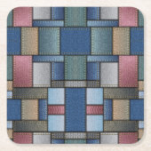 Denim Patchwork Rechteckiger Pappuntersetzer (Vorderseite)