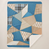 Denim Patchwork Sherpadecke (Vorderseite)