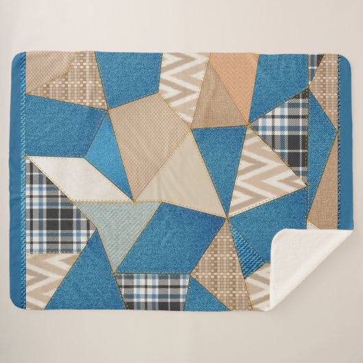 Denim Patchwork Sherpadecke (Vorderseite (Horizontal))
