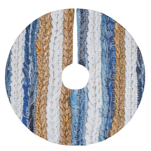 Denim-Patchwork: Teppich aus recycelten Jeans. Polyester Weihnachtsbaumdecke (Vorderseite)