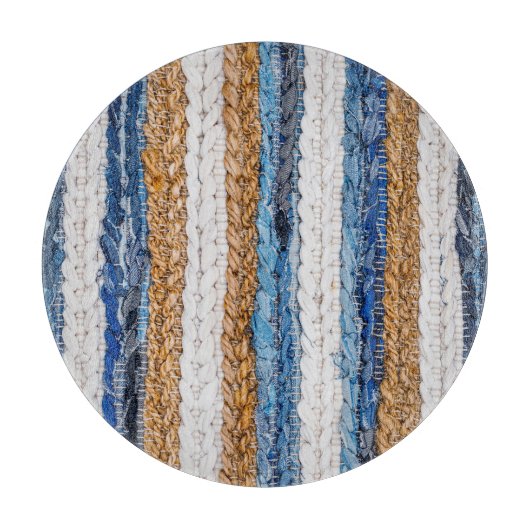 Denim-Patchwork: Teppich aus recycelten Jeans. Schneidebrett (Vorderseite)