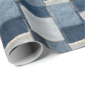Denim-Patchwork: Vintage-Textilmuster Geschenkpapier (Rolleneckpunkt)