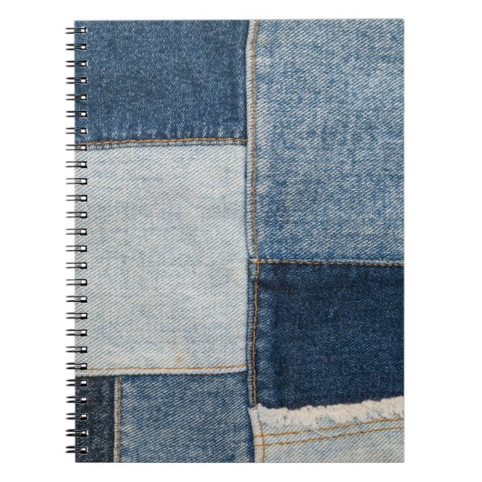 Denim-Patchwork: Vintage-Textilmuster Notizblock (Vorderseite)