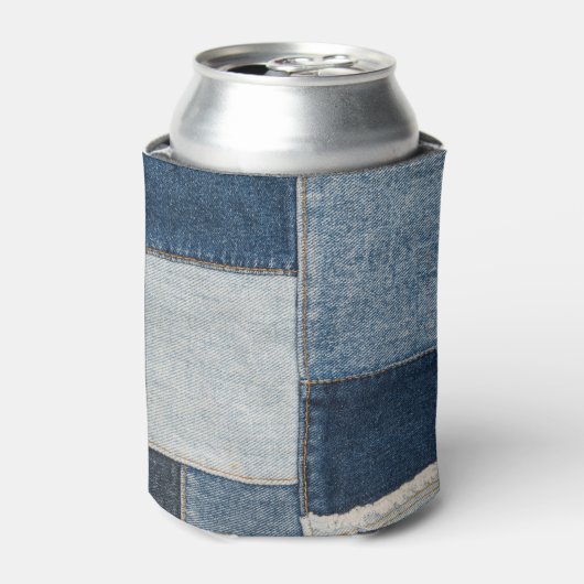 Denim Patchwork: Vintages Textilmuster Dosenkühler (Kanne Vorderseite)