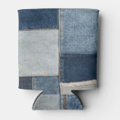 Denim Patchwork: Vintages Textilmuster Dosenkühler (Vorderseite)