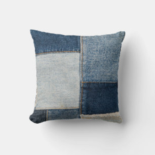Denim Patchwork: Vintages Textilmuster Kissen