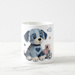 Denim-Patchwork-Welpe Kaffeetasse