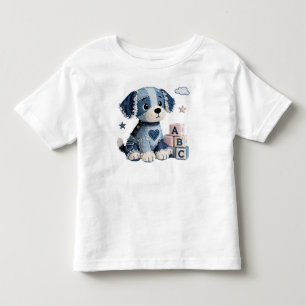 Denim-Patchwork-Welpe Kleinkind T-shirt