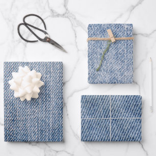 Denim Pattern Geschenkpapier Set