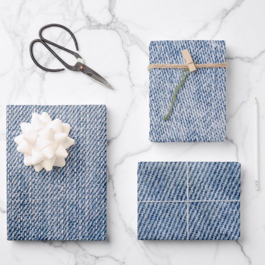 Denim Pattern Geschenkpapier Set (Vorderseite)