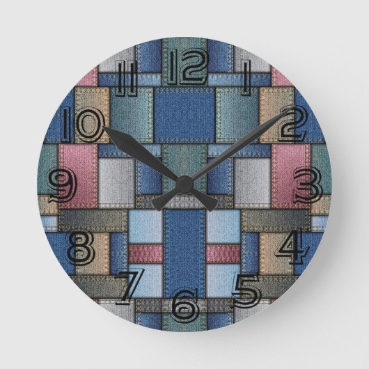 Denim Pattern Runde Wanduhr (Vorderseite)