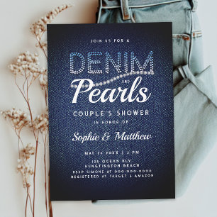 Denim Pearls Couple Polterabend Moderne Rustikal Einladung