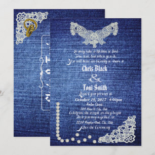 Denim, Pearls & Lace Wedite Einladung