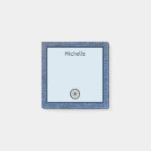 Denim Personalisiert Rustic Blue Post-it Klebezettel (Vorderseite)