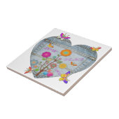 Denim Pocket Heart Blume Schmetterlinge Fliese (Seite)