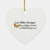 Denim Pocket Heart Blume Schmetterlinge Keramikornament (Hinten)