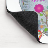 Denim Pocket Heart Blume Schmetterlinge Mousepad (Ecke)