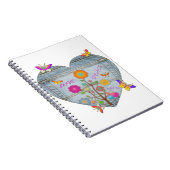 Denim Pocket Heart Blume Schmetterlinge Notizblock (Rechte Seite)