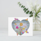 Denim Pocket Heart Blume Schmetterlinge Postkarte (Stehend Vorderseite)