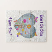 Denim Pocket Heart Blume Schmetterlinge Puzzle (Horizontal)