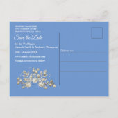 Denim Pocket mit Creme Blume Lace Ankündigungspostkarte (Rückseite)