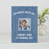Denim Print 30. Golden Birthday Einladung (Stehend Vorderseite)