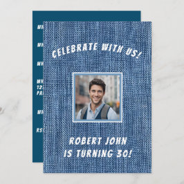 Denim Print 30. Golden Birthday Einladung