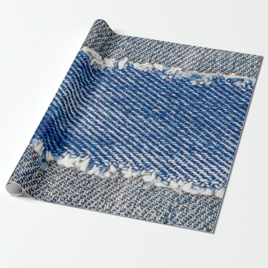 Denim Rahmen. Rippengewebe mit Randstreifen Geschenkpapier (Ungerollt)