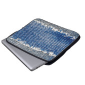 Denim Rahmen. Rippengewebe mit Randstreifen Laptopschutzhülle (Vorne Knopf)