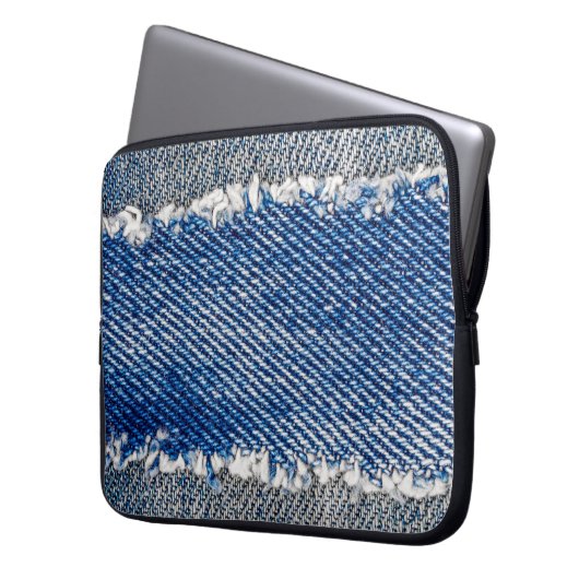 Denim Rahmen. Rippengewebe mit Randstreifen Laptopschutzhülle (Vorderseite Links)