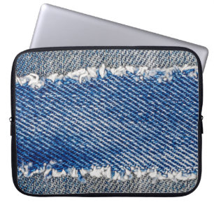 Denim Rahmen. Rippengewebe mit Randstreifen Laptopschutzhülle