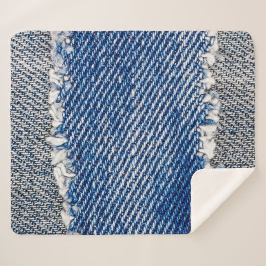 Denim Rahmen. Rippengewebe mit Randstreifen Sherpadecke (Vorderseite (Horizontal))