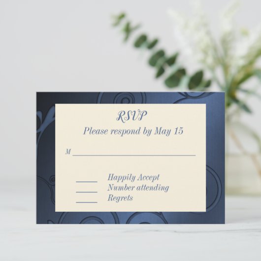 Denim Response Card RSVP Karte (Stehend Vorderseite)