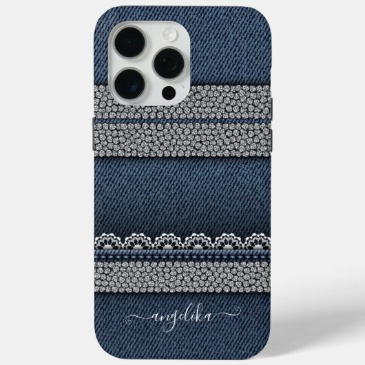 Denim & Rhinestones Chic Case-Mate iPhone Hülle (Rückseite)
